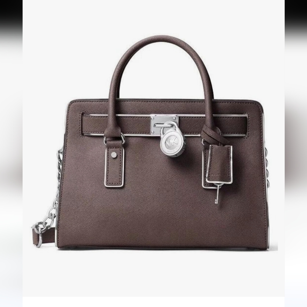 NWT Michael Kors Hamilton Specchio Cinder Leather Satchel Handbag